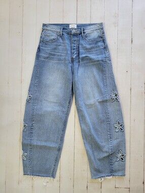 Driftwood Jeans Parker Barrel Jeans Daisy Floral Embroidered Cut Out Size 30